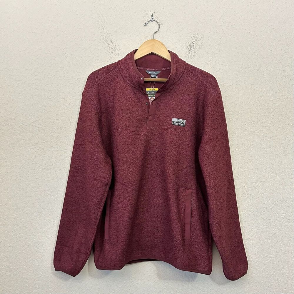 NWT EDDIE BAUER Mens Sweater Fleece Knit in Tawny Port
